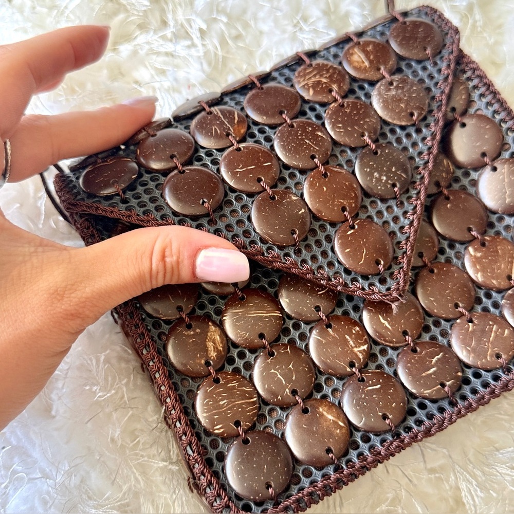 Handcrafted Brown Beaded Crossbody Bag made in India viral oceanus annies - Picture 9 of 9